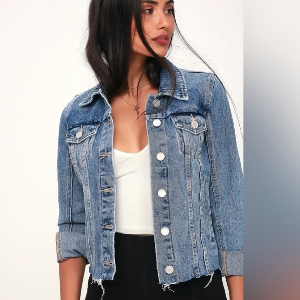 BLANK NYC | Distressed Denim Button Up Jacket